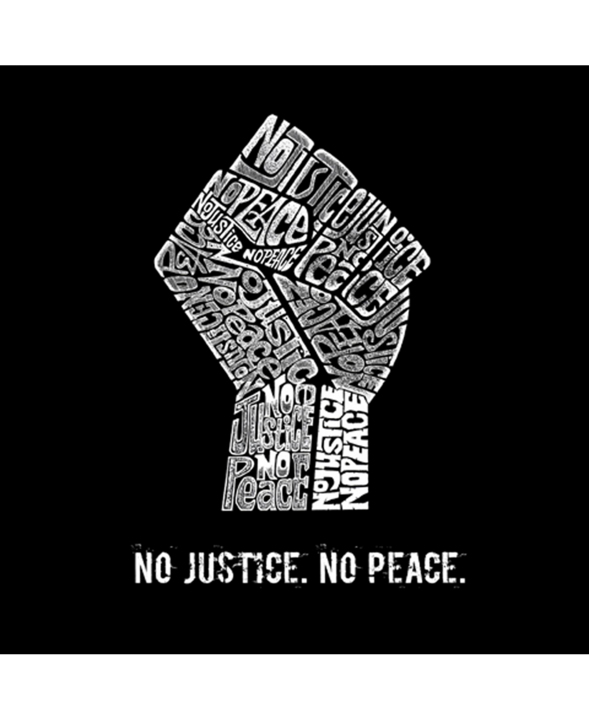 La Pop Art Men's Premium Word Art No Justice No Peace T-shirt