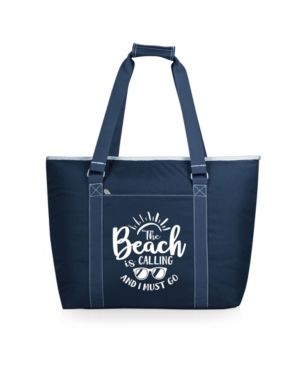 Oniva "the Beach Is Calling And I Must Go" Tahoe Xl Cooler Tote Bag In Navy
