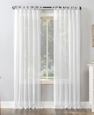 No. 918 Bethany Slub Textured Sheer Tie Top Curtain Panel, 50" X 96" In White