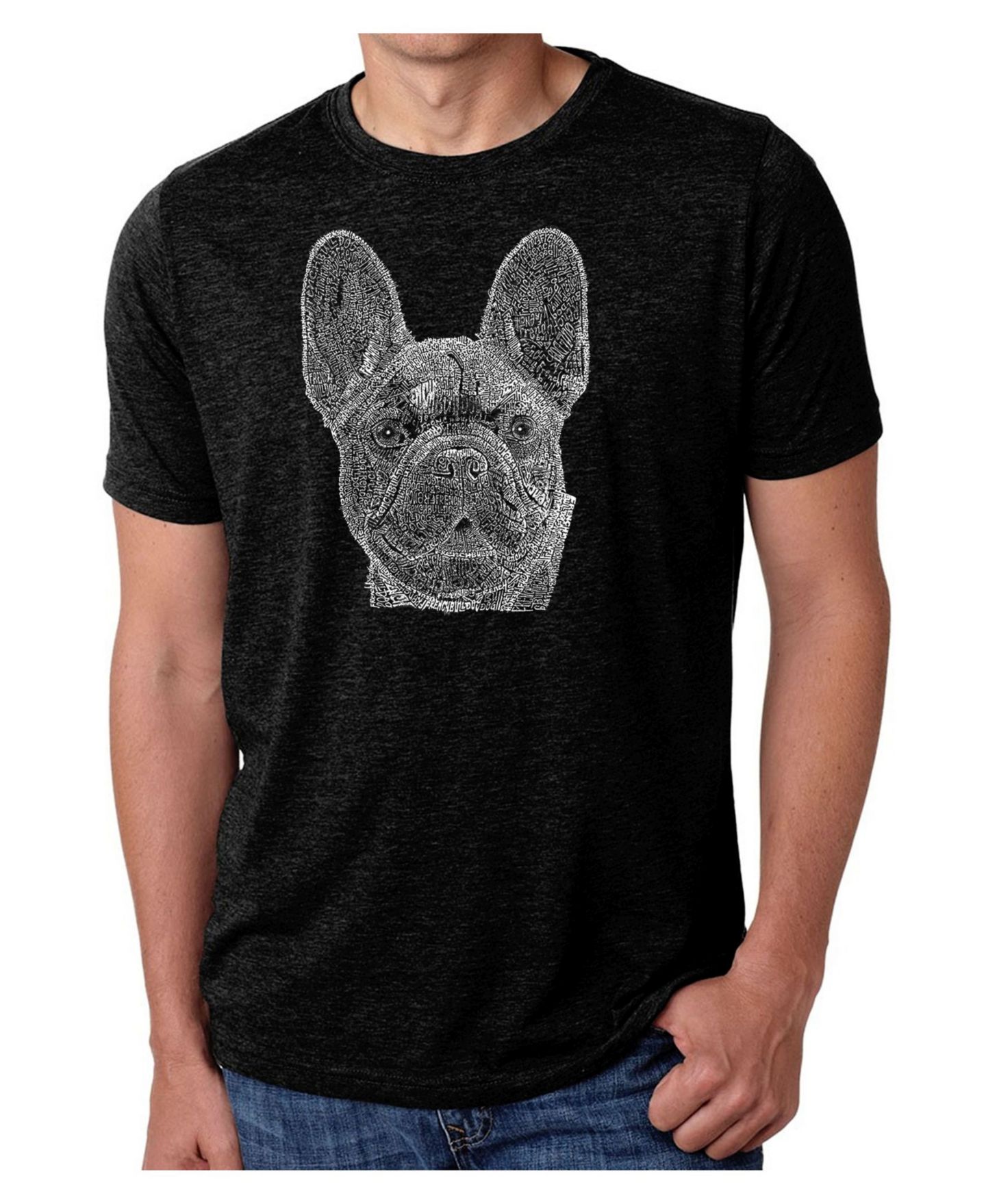 Мужская футболка LA Pop Art Cotton/Poly Blend Word Art French Bulldog, цвет: Чёрный — фото 3