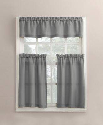 Martine Microfiber Semi-Sheer Rod Pocket Kitchen Curtain Valance and Tiers Set