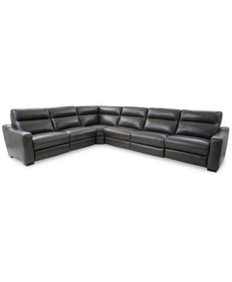 Gabrine 6-Pc. Leather Sectional with 2 Power Headrests