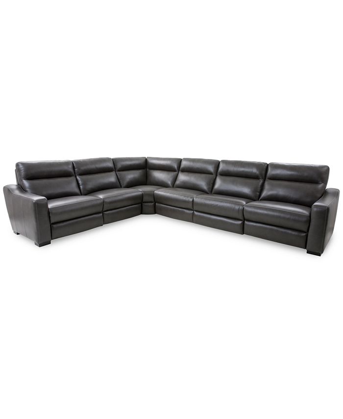Furniture Gabrine 6Pc. Leather Sectional with 2 Power Headrests