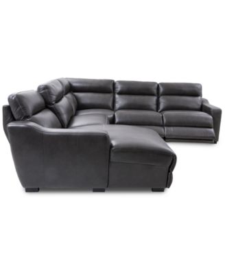 Gabrine 5-Pc. Leather Sectional with 2 Power Headrests and Chaise