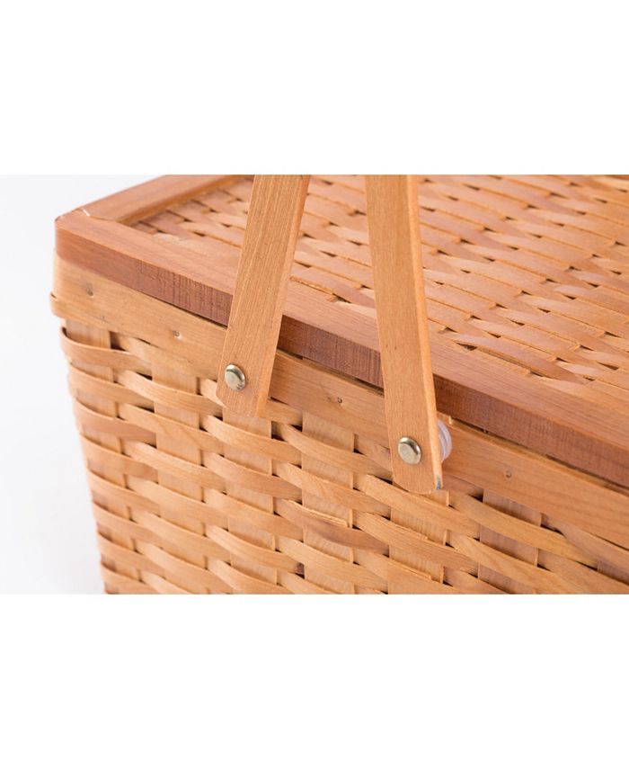 Vintiquewise Woodchip Small Picnic Basket with Movable Handles Macy's