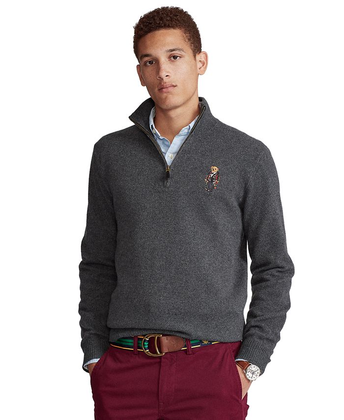 Polo Ralph Lauren Men's Polo Bear Quarter-Zip Sweater & Reviews - Sweaters  - Men - Macy's