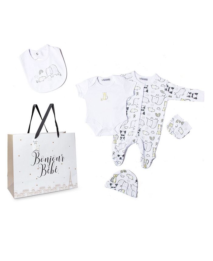 Bonjour Bebe Baby Boys And Girls Animals Footie 5 Piece Layette Gift Set Reviews Sets Outfits Kids Macy S