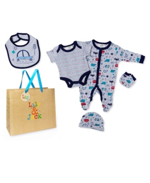 Lily & Jack Baby Boys Transportation Footie 5 Piece Layette Gift Set