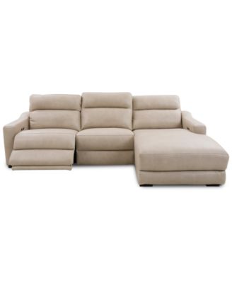 Gabrine 3-Pc. Leather Sectional with 1 Power Headrest and Chaise, Created for Macy's