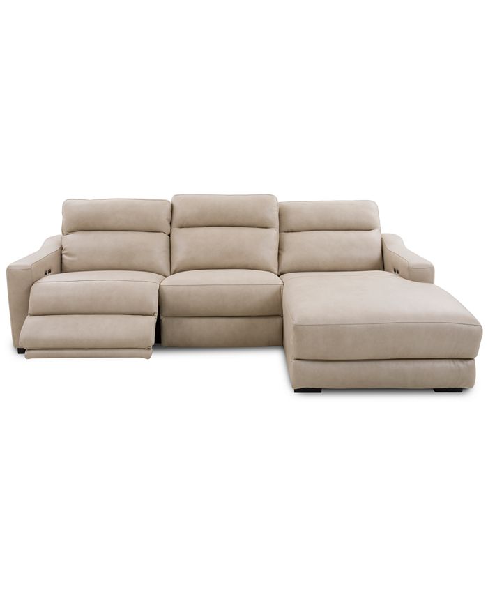 Furniture Gabrine 3Pc. Leather Sectional with 1 Power Headrest and