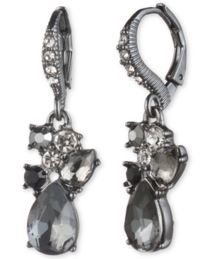 image of Givenchy Hematite-Tone Jet Stone Cluster Drop Earrings