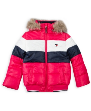 image of Tommy Hilfiger Baby Girls Colorblocked Puffer Coat With Removable Hood