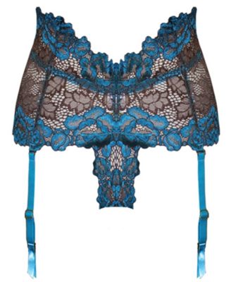 Plus Size Hi-Waist Garter Thong 2pc Lingerie Set