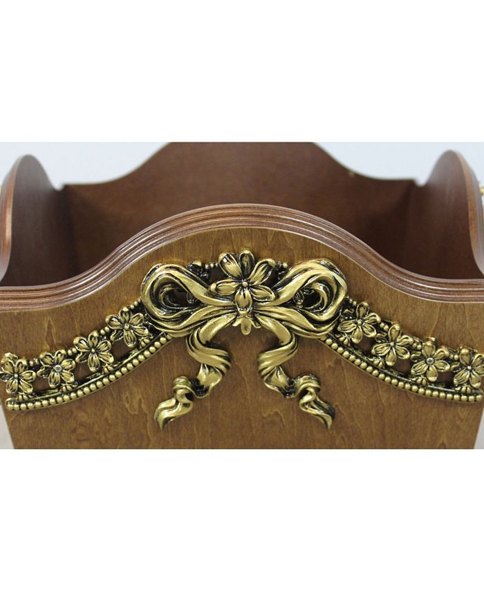 Vintiquewise Elegant Wood Wastebasket / Trash Bin with Bow Macy's