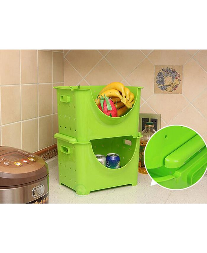 Basicwise Vintiquewise Stackable Plastic Storage Container, Stacking