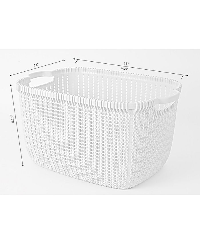 Basicwise Vintiquewise Plastic Wicker Large Basket, Set of 2 Macy's