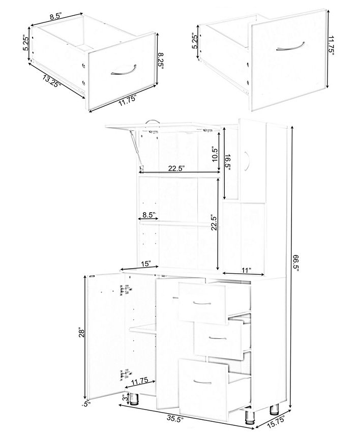 Basicwise Vintiquewise Kitchen Pantry Storage with Doors and