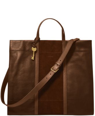 fossil leather tote