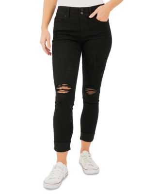 women's black distressed jeans