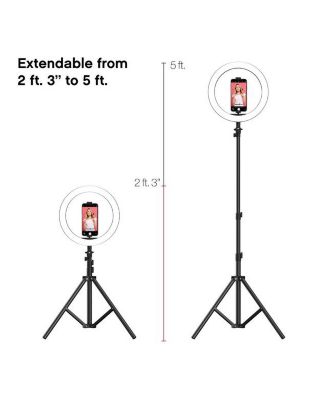 Tzumi ON AIR 10” LED Ring Light w/ Adjustable Tripod Stand, Phone Mount & Microphone