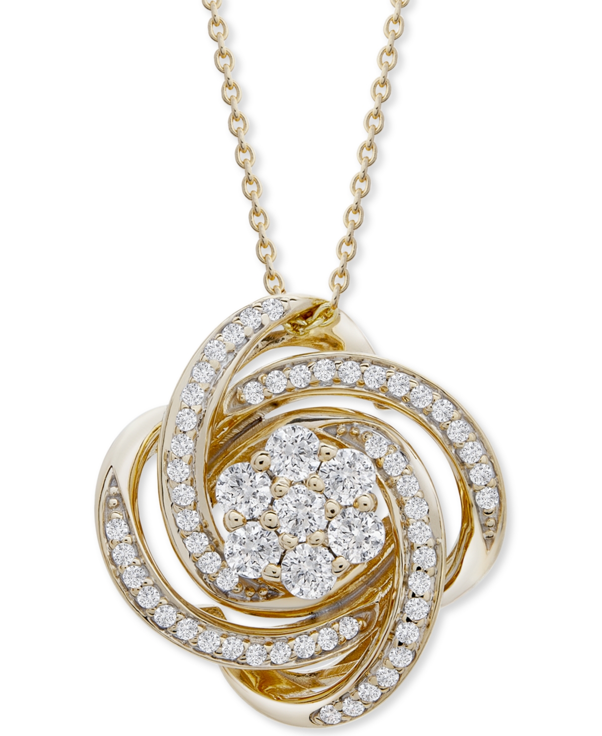 Diamond Love Knot 20" Pendant Necklace (1/2 ct. t.w.) in 14k Gold, Created for Macy's - Yellow Gold