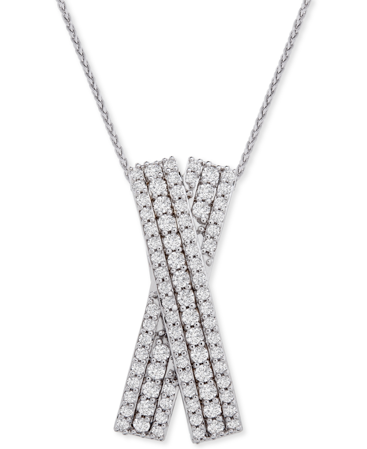 Diamond Multi-Row Crossover 20" Pendant Necklace (1 ct. t.w.) in Sterling Silver, Created for Macy's - Sterling Silver
