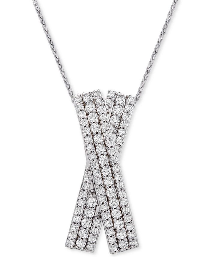 Wrapped in Love - Diamond Multi-Row Crossover 20" Pendant Necklace (1 ct. t.w.) in Sterling Silver