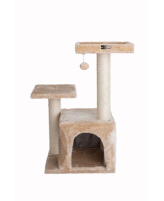 Classic Real Wood Cat Tree A3207, 32-Inch Beige - Perfect for Your Feline Friend affordable cattower