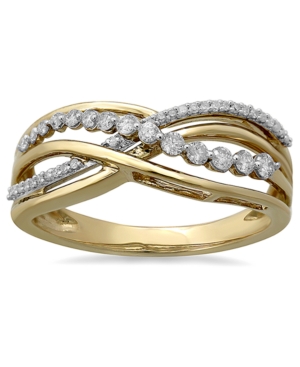 image of Diamond Openwork Crossover Statement Ring (1/4 ct. t.w.) in 10k Gold
