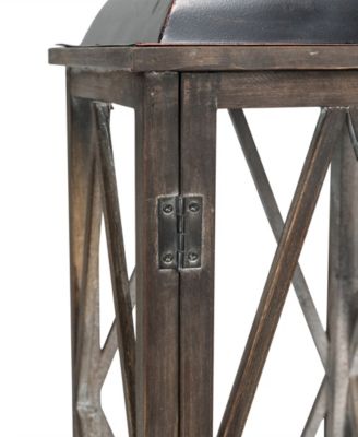 Set of 2&nbsp; Black Farmhouse Wooden Lanterns With Diamond Window Frame