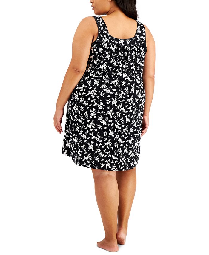 Charter Club Plus Size Floral-Print Chemise Nightgown, Created for Macy ...