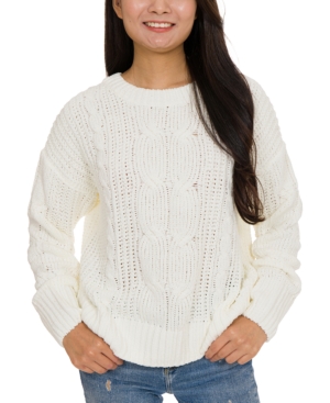 image of Hippie Rose Juniors- Mixed-Knit Chenille Sweater