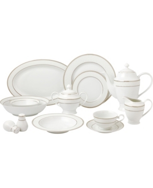 Lorren Home Trends New Bone China 57 Piece Dinnerware Set, Service For 8 In White