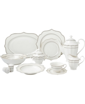 Shop Lorren Home Trends 57 Piece Mix And Match Bone China Dinnerware Set, Service For 8 In Silver-tone