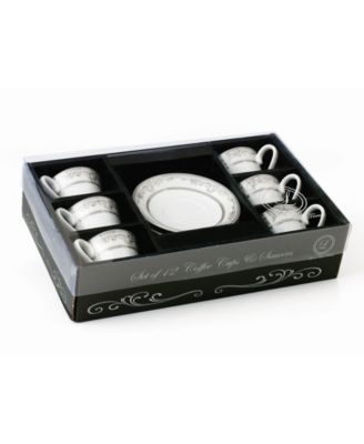 12 Piece 2oz Espresso Cup and Saucer Set, Service for 6