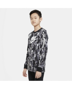 image of Nike Big Boys Sportswear Printed Long-Sleeve T-shirt