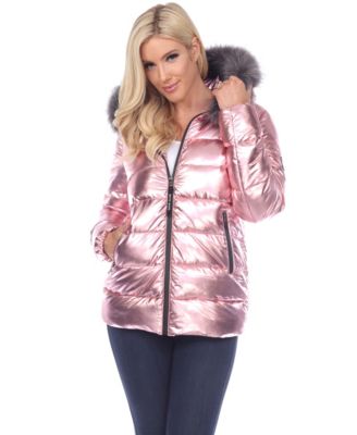 women's metallic puffer coat