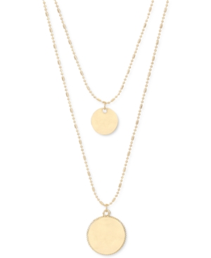 image of Inc Double Disk Layered Ball-Chain Long Pendant Necklace, 18-1/2