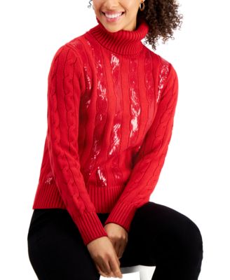 Charter Club - Sequin-Stripe Turtleneck, Created for Macy's