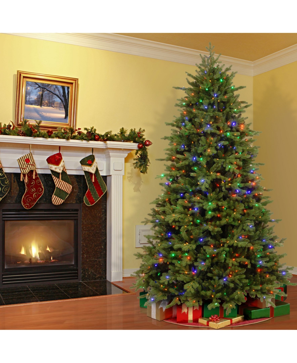 National Tree Company Feel Real Princeton Fraser Fir Hinged Tree with 700 Dual Color Led Lights & PowerConnect