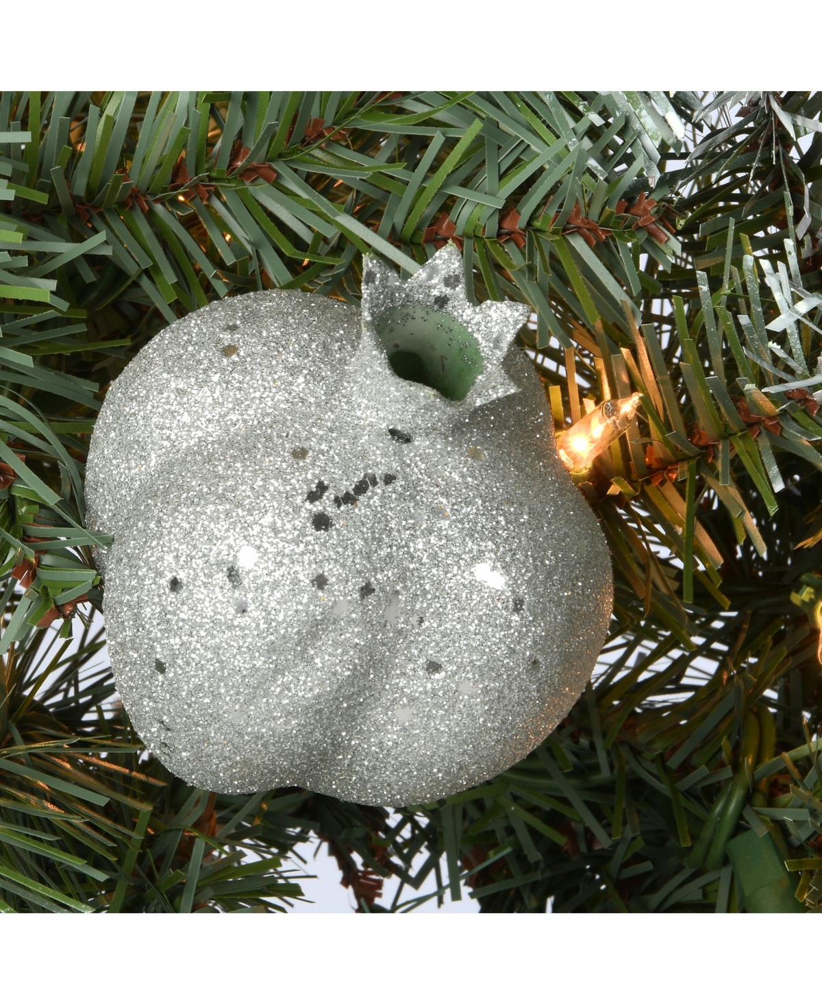 National Tree Company Glittery Pomegranate Pine Garland with Silver Pomegranates,Champagne Berries Frosted Tips and 100 Clear Lights