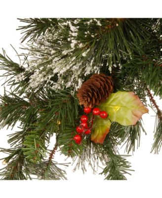 Wintry Pine R Mailbox Swag with Battery Operated Warm LED Lights