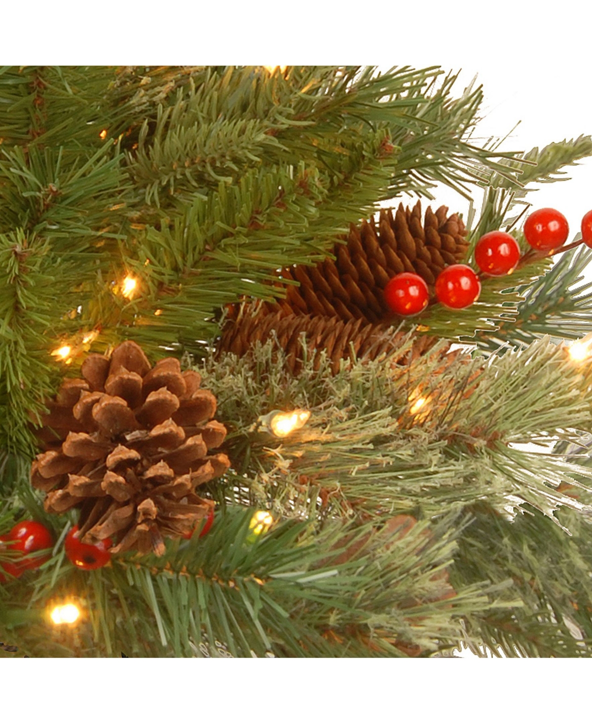 National Tree Company 36" Feel Real(R) Colonial Mail Box Swag with 8 Pine Cones, 8 Red Berries and 15 Warm White Battery Operated Led Lights w/Timer