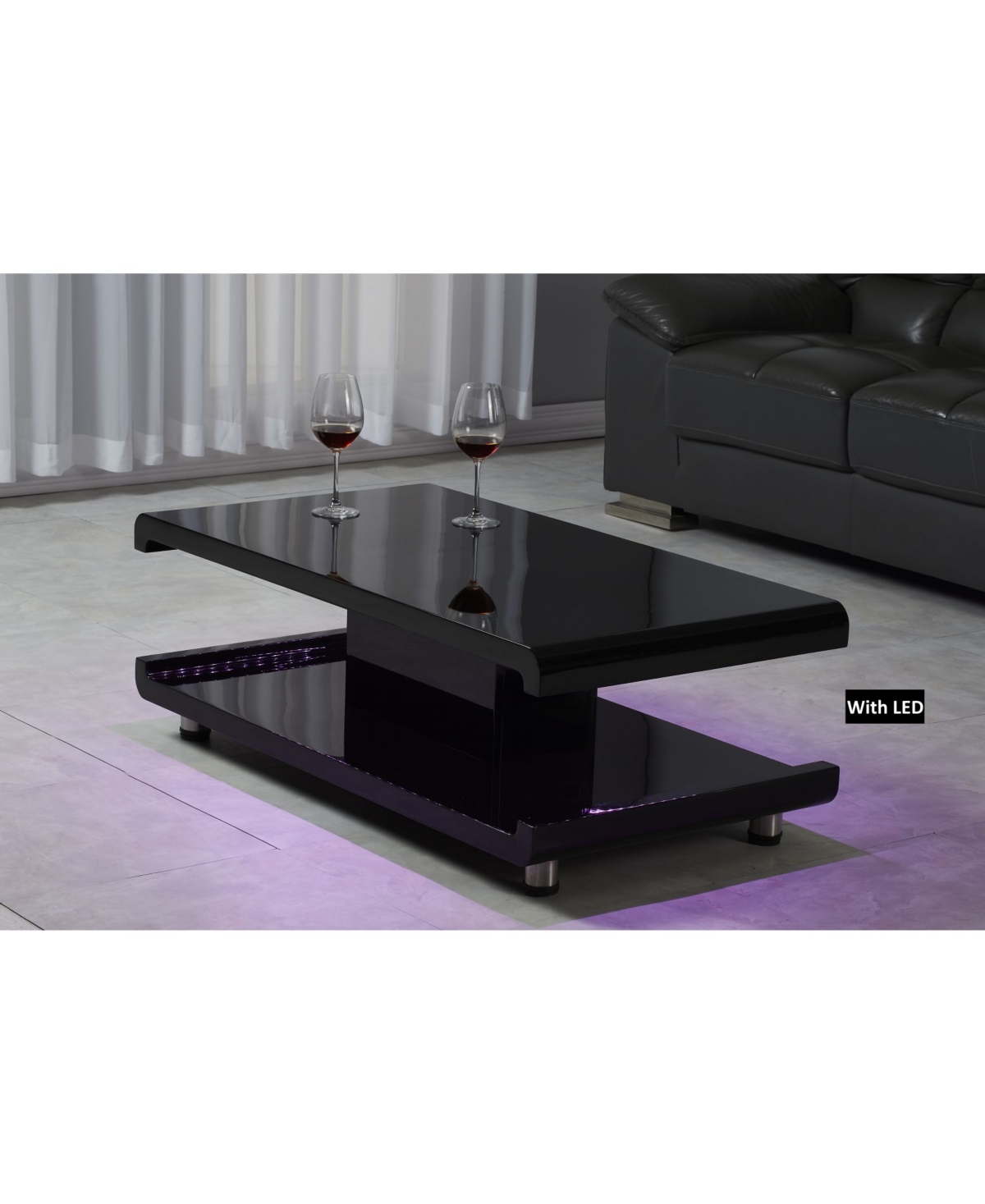 Artiva Usa La Casa Modern Euro Coffee Table with Remote Led Light