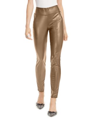 petite brown leather pants