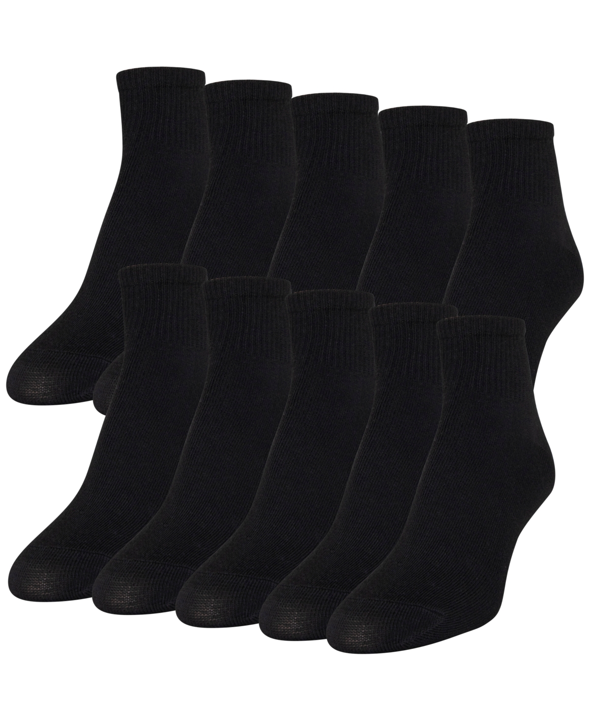 Women's 10-Pack Casual Lightweight Ankle Socks - Black