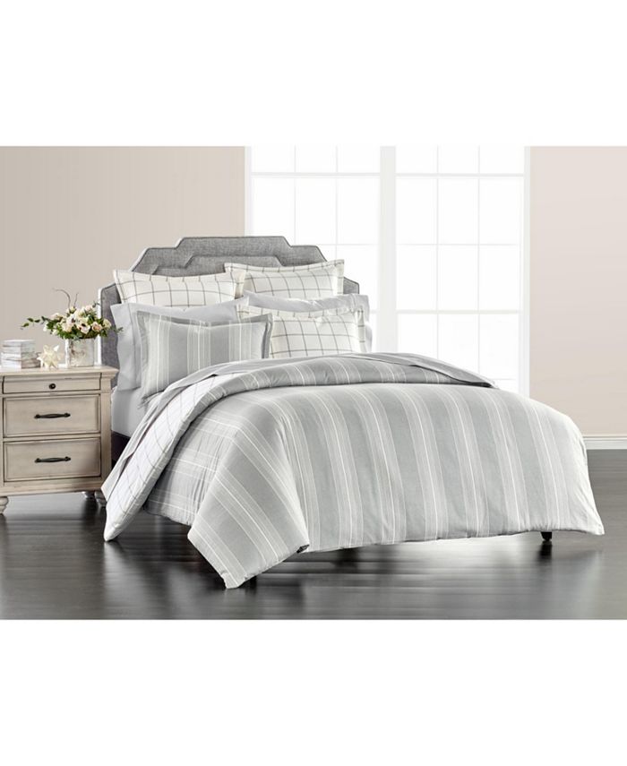 Martha Stewart Collection Modern Stripe Flannel King Duvet Cover
