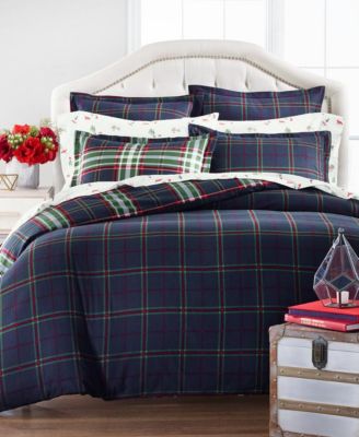 Martha Stewart Collection - Midcentury Plaid Twin Duvet Cover, Created for Macys