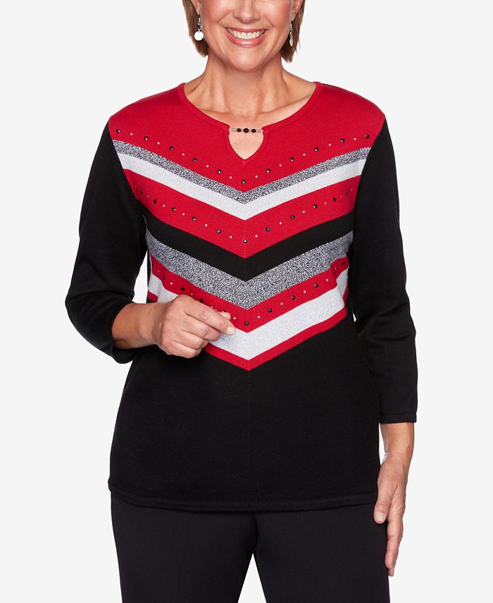 Alfred Dunner Petite Knightsbridge Station Chevron Sweater Macy s