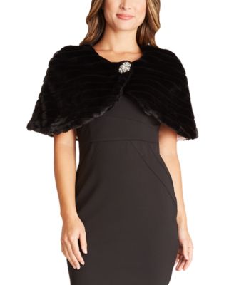 BCX - Juniors' Faux-Fur Brooch Cape